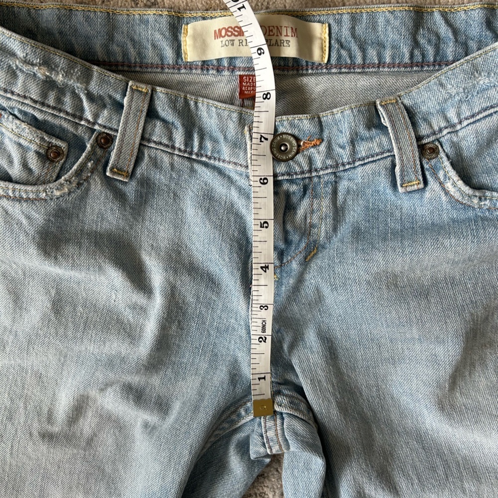 Massimo, low rise, flare, vintage, Y2K trendy, cotton light blue jeans, size 5‌ - Picture 7 of 13